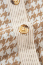 Houndstooth Corduroy Patchwork Flap Pocket Shacket - Parchment