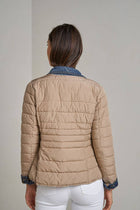 Navy Blue Denim Detail Puffer Jacket