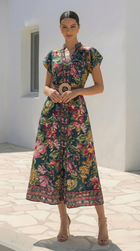 Paradiso Green Print Midi Dress
