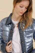 Metallic and Denim Jean jacket: Navy Blue