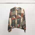 Equestrian print zip-up jacket in viscose and silk – KD8772VS-30: Khaki