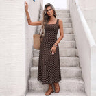 The Coffee Polka Dot Chiffon Maxi Dress