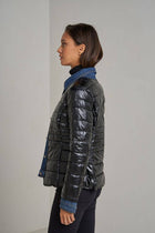 Metallic and Denim Jean jacket: Navy Blue