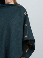 Women's Blue Herringbone Classic Tweed Cape