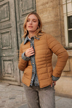 Navy Blue Denim Detail Puffer Jacket