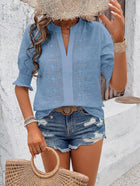 The White Eyelet Puff 3/4 Sleeve Blouse