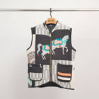 Sleeveless quilted jacket with horse print