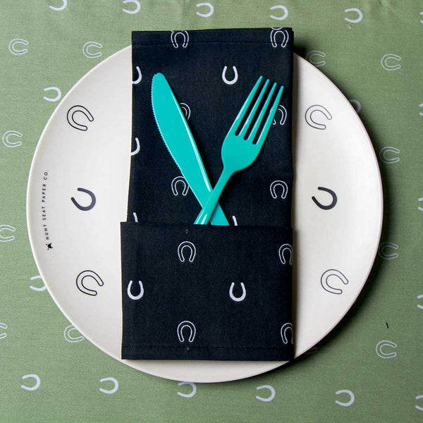 Lucky Slate Napkins - Set of Four Equestrian Home Decor Black