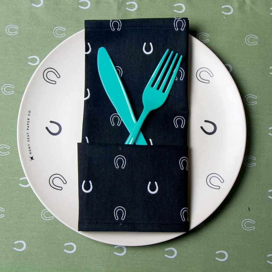 Lucky Slate Napkins - Set of Four Equestrian Home Decor Black