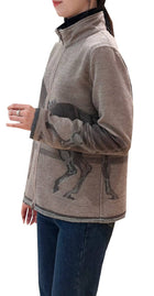 Grey / Brown Horse Corral Zipper Sweater Reversible