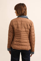 Navy Blue Denim Detail Puffer Jacket