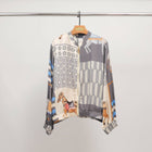 Horse print jacket in silk viscose KD8772VS-2: Brown
