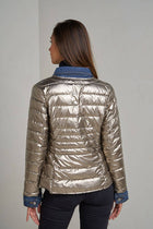 Metallic and Denim Jean jacket: Navy Blue
