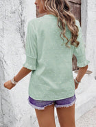 The White Eyelet Puff 3/4 Sleeve Blouse