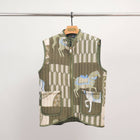 Sleeveless quilted jacket with horse print
