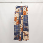 Wide equestrian print pants in viscose and silk