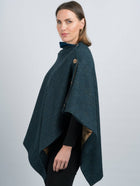 Women's Blue Herringbone Classic Tweed Cape
