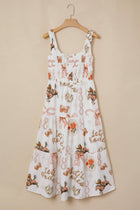 Horseshoe Smocked Sleeveless Midi Dress: White