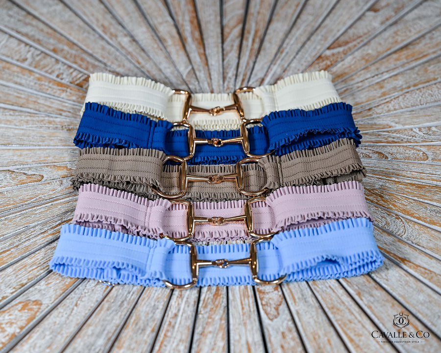 Wide Elastic Stretch belt with Equestrian Bit themed Buckle- One size