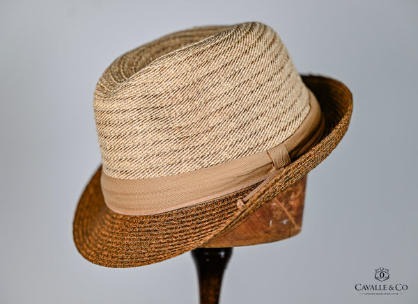 Braided Trilby with Cotton & Suede Band – Tan & Chocolate