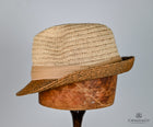 Braided Trilby with Cotton & Suede Band – Tan & Chocolate