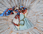 Leather tassel bag twills with Gold Stirrup Key chain feature- Orange, Grey, Red, Aqua, White, Brown