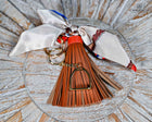 Leather tassel bag twills with Gold Stirrup Key chain feature- Orange, Grey, Red, Aqua, White, Brown