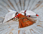 Leather tassel bag twills with Gold Stirrup Key chain feature- Orange, Grey, Red, Aqua, White, Brown