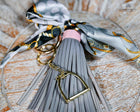 Leather tassel bag twills with Gold Stirrup Key chain feature- Orange, Grey, Red, Aqua, White, Brown