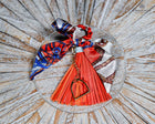 Leather tassel bag twills with Gold Stirrup Key chain feature- Orange, Grey, Red, Aqua, White, Brown