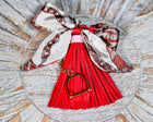 Leather tassel bag twills with Gold Stirrup Key chain feature- Orange, Grey, Red, Aqua, White, Brown