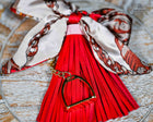 Leather tassel bag twills with Gold Stirrup Key chain feature- Orange, Grey, Red, Aqua, White, Brown