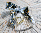 Leather tassel bag twills with Gold Stirrup Key chain feature- Orange, Grey, Red, Aqua, White, Brown