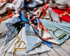 Leather tassel bag twills with Gold Stirrup Key chain feature- Orange, Grey, Red, Aqua, White, Brown