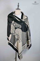 Black & Cream Large Houndstooth Print Horse Wrap