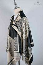 Black & Cream Large Houndstooth Print Horse Wrap
