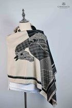 Black & Cream Large Houndstooth Print Horse Wrap