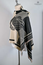 Black & Cream Large Houndstooth Print Horse Wrap