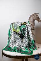 Black & Green Houndstooth & horses scarf