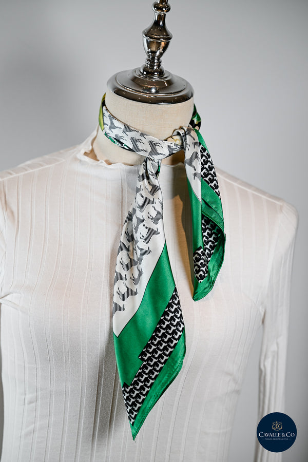 Black & Green Houndstooth & horses scarf