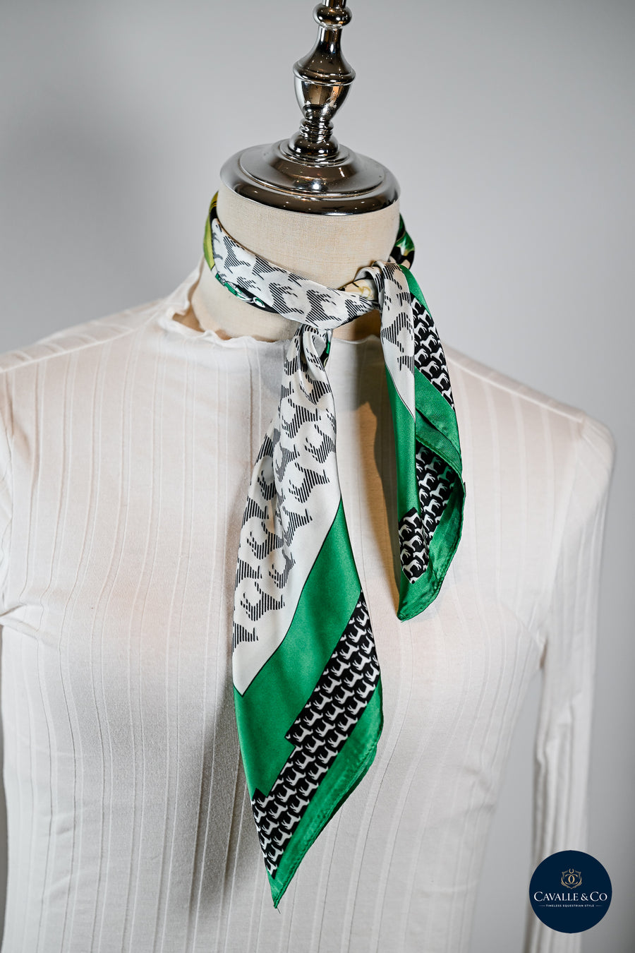 Black & Green Houndstooth & horses scarf