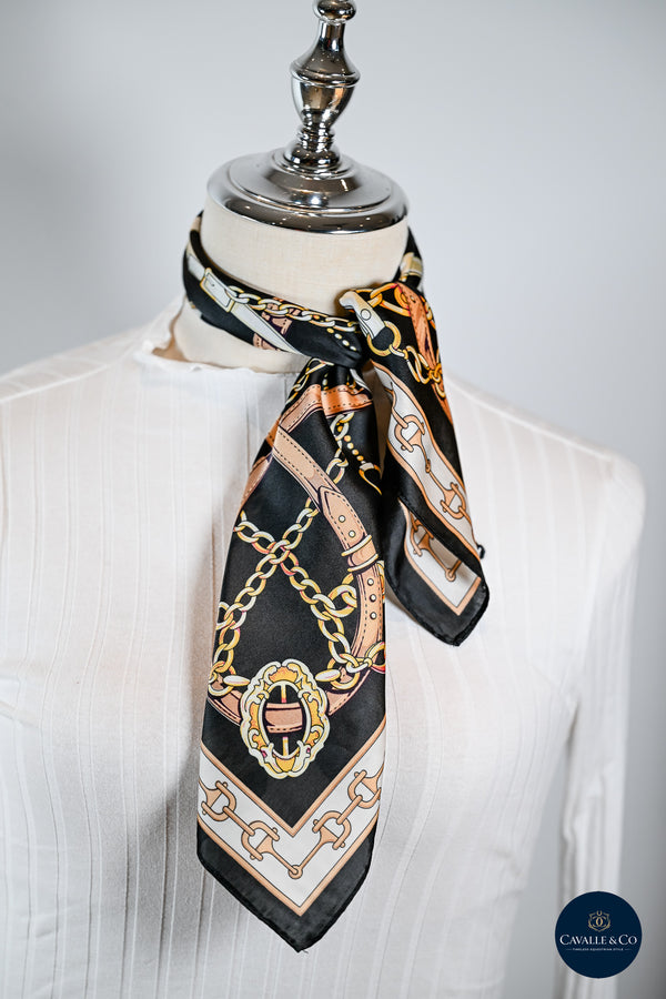 Black  cream &  Tan bit & bradoon print scarf