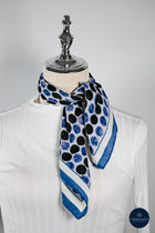 Blue black & white Large Spot soft cotton neck scarf