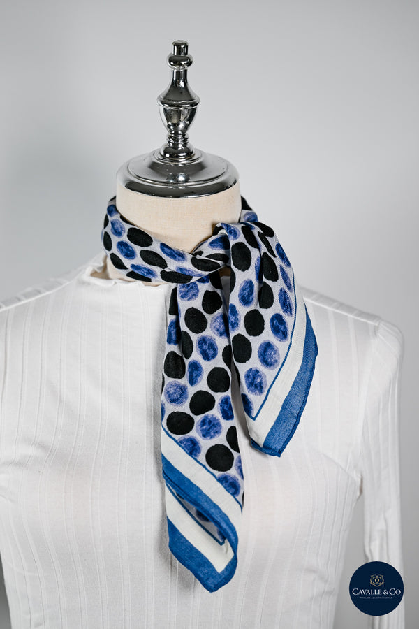 Blue black & white Large Spot soft cotton neck scarf