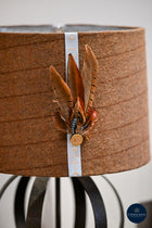 Brown Wrought Iron Table Lamp with Handmade UK Feather Detail