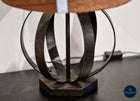 Brown Wrought Iron Table Lamp with Handmade UK Feather Detail