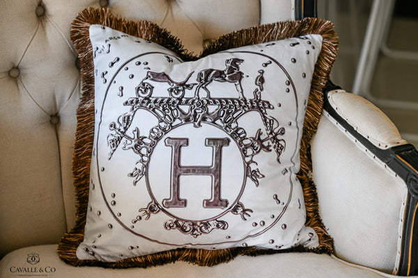 Luxury Velvet Equestrian Cushion including duck feather insert 40cm x40cm