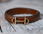 Brown Thin horse bit belt Faux leather 110cm