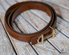 Brown Thin horse bit belt Faux leather 110cm