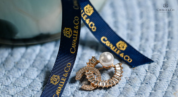 CC Style Brooch Pearl and sparkling embellishments